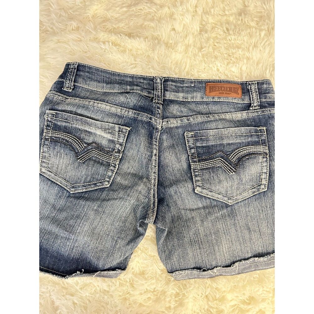 Free Culture Distressed Medium Wash Cuffed Denim Jean Shorts Size 11